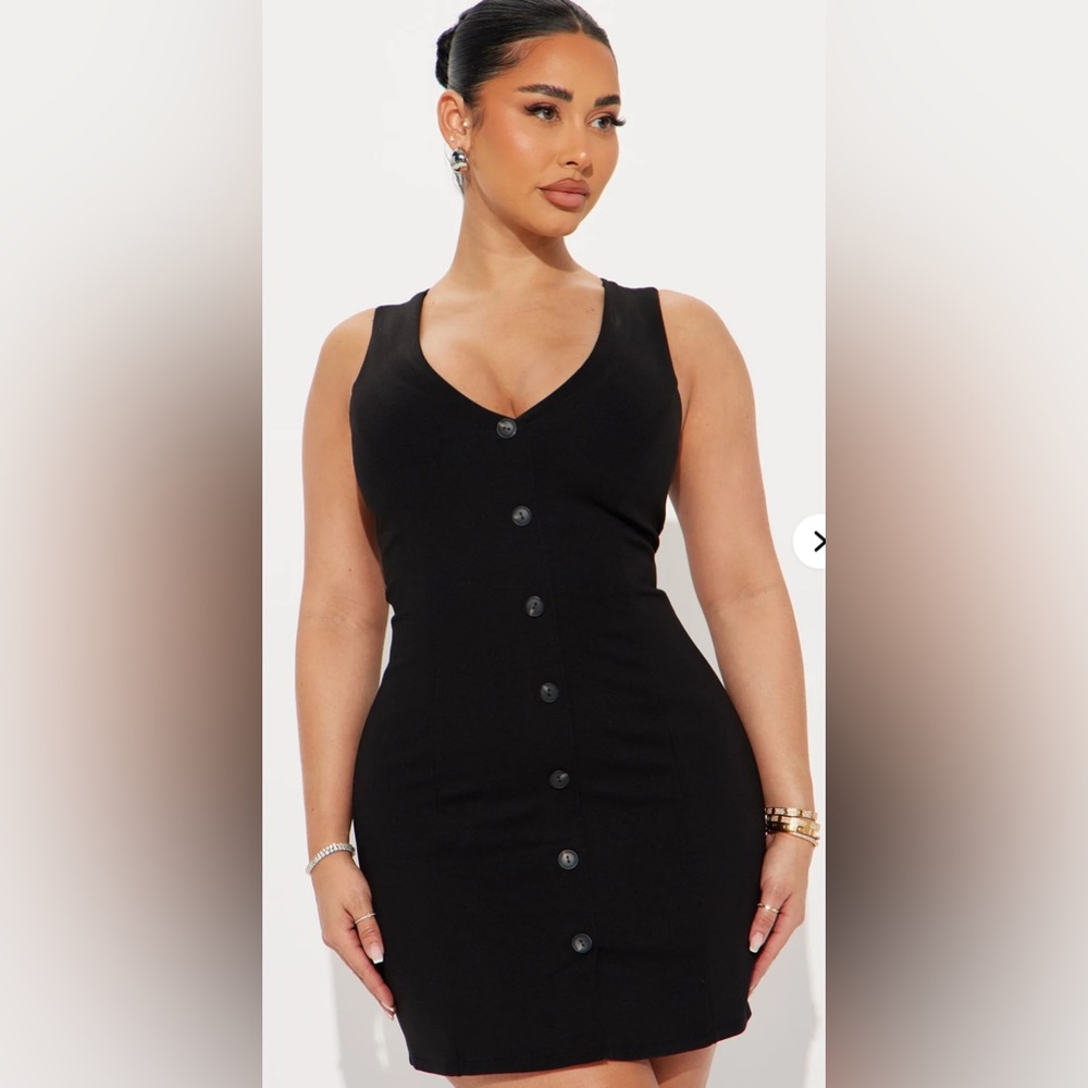 Black Button-Down Sleeveless Dress